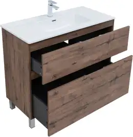 Тумба под раковину Aquanet Алвита New 100 напольная, дуб веллингтон табак, 344130