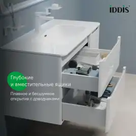 Тумба с раковиной IDDIS Edifice 100, подвесная, Белая, EDI10W1i95K