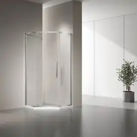 Душевой уголок Veconi Rovigo RV-35 90х90х195, профиль Хром, стекло прозрачное (RV35-90-01-C7)