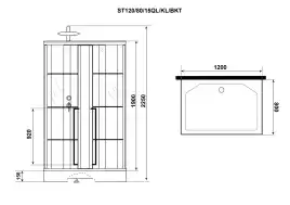 Душевая кабина Niagara Standart 120х80 ST120/80/15QL/KL/BKT низкий поддон, черный профиль, стекло прозрачное