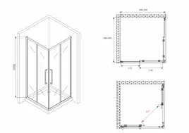 Душевой уголок ABBER Schwarzer Diamant 90х90 см, AG02090H, профиль хром, стекло прозрачное