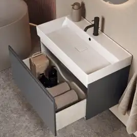 Тумба с раковиной подвесная Aqwella 5 Stars Pure 100 см, PUR0110GRM, цвет Серый