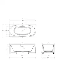 Акриловая ванна угловая левосторонняя CEZARES CZR-LUX-CORNER-165-80-58-L