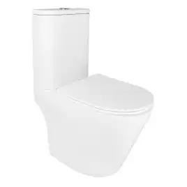 Унитаз напольный Azario Berton AZ-6093 безободковый, смыв Торнадо, с бачком и сидением микролифт, Белый глянцевый