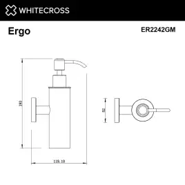 Дозатор для жидкого мыла Whitecross ERGO gunmetal, ER2242GM, Оружейная сталь