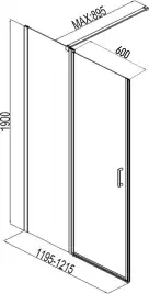 Душевая дверь Aquanet Cinetic 120 см, AE12-N-120H190U-CT, профиль Хром, стекло Прозрачное