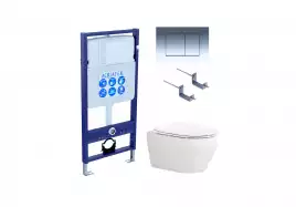 Унитаз с инсталляцией SET AQUATEK ЛЕЯ-010 4в1 с сиденьем микролифт и клавишей смыва Хром