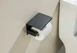 Держатель туалетной бумаги Aquatek Европа AQ4939MB с полкой, Черный матовый