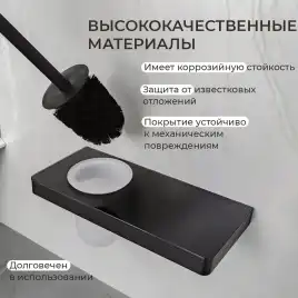 Ершик подвесной AVS Bishop, черный матовый, с полочкой