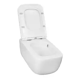 Подвесной унитаз Azario FLAVIA AZ-0076-UQ1 безободковый, смыв Торнадо, в комплекте с сидением микролифт, Белый глянцевый