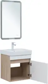 Тумба под раковину Aquanet Оптима 50 дуб светлый/белый сатин, 344798