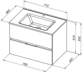 Тумба под раковину Aquanet Алвита New 70 2 ящика, антрацит 303908