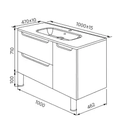 Тумба с раковиной IDDIS Edifice 100, напольная, Белая, EDI10WFi95K