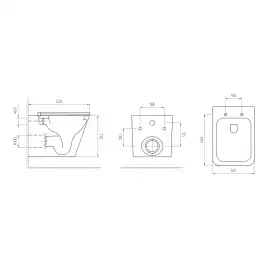 Унитаз подвесной AVS Максимум 801-0040-P-T1-GW безободковый, со смывом Торнадо, белый