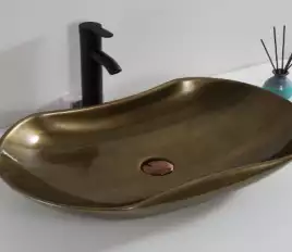 Раковина накладная CeramaLux 660х420х120 D1334H466, цвет Бронзовый