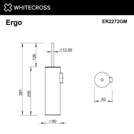 Ершик для унитаза Whitecross ERGO gunmetal, ER2272GM, Оружейная сталь