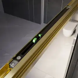 Душевой уголок  Veconi Premium Trento 130х100 PTC30-SP-130100-G-01-C4, стекло Прозрачное профиль Брашированное золото