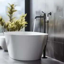 Напольный смеситель для ванны Aquatek Классик AQ1545MB, однорычажный, с внутренней частью, Черный матовый