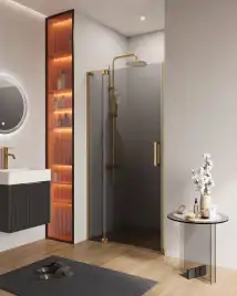 Душевая дверь в нишу CEZARES SLIDER-B-1-90/100-GRIGIO-BORO стекло Тонированное (графит), профиль Брашированное золото