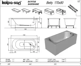 Акриловая ванна Kolpa-San BETTY 170Х80 Basis 5058-01