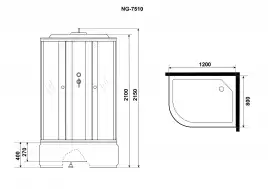 Душевая кабина Niagara Eco 120х80х215 NG-7510-14R высокий поддон, без гидромассажа