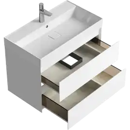 Тумба с раковиной подвесная Aqwella Geometria 80 GE01082WM, с двумя ящиками, цвет белый