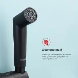 Смеситель с гигиеническим душем Raglo R23.56.06 с термостатом, Черный матовый