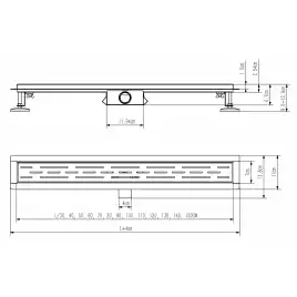 Душевой лоток Azario 50 см AZT2FT01500 с перфорированной решеткой, Хром матовый