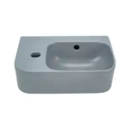 Рукомойник AVS Грэйс 37x25 R, серо-голубой матовый с донным клапаном