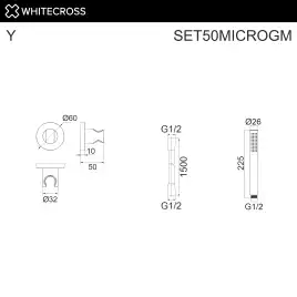 Душевой гарнитур WHITECROSS  SET50MICROGM, Оружейная сталь
