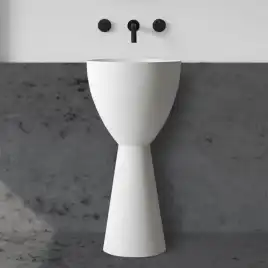 Раковина напольная ABBER STEIN 45х45х90 AS2507, круглая, белая матовая