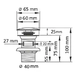 Донный клапан для раковины CeramaLux RD011 с переливом, Золото глянцевое