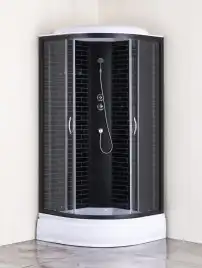 Душевая кабина Loranto 100х100 средний поддон, тонированное стекло, профиль Черный, CS-6610-25GB 100