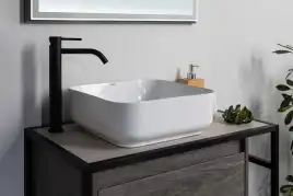 Раковина накладная Aquanet CITY-1 38,5х38,5х14 квадратная, Белая глянцевая