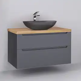 Тумба под раковину Jorno WOOD 100 wood.01.100/P/GR Серый антрацит