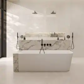 Ванна  Abber Stein 170х75 AS9621-1.7 L из искусственного камня, Белая матовая