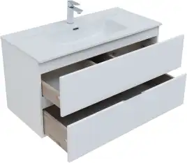 Тумба под раковину Aquanet Алвита New 100 2 ящика, белый матовый 277518