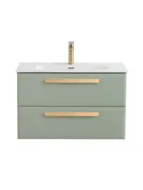 Тумба под раковину Cezares ECO-CER-N 80 см, ECO-CER-N-800-2C-SO-VDO-P (без ручек), Светло-Зеленый Матовый