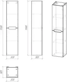 Шкаф-пенал для ванной Grossman Адель 32 подвесной, белый глянцевый (303201)