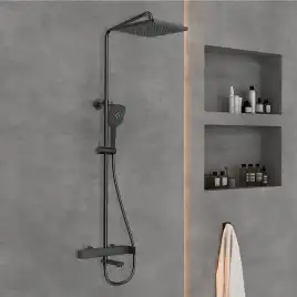 Душевая система  Vincea Cube VSFS-1C1MB VSFS-1C1MB для ванны с изливом, черный матовый