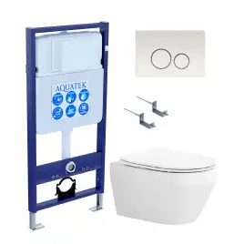 Унитаз с инсталляцией Aquatek Лея SET AQUATEK ЛЕЯ cm-016 4в1 с сиденьем Микролифт и клавишей смыва Хром