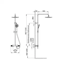 Душевая система  Vincea Desire VSFS-1D0TGM VSFS-1D0TGM  с термостатом, вороненая сталь