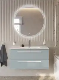 Тумба под раковину Cezares ECO-CER-N 120 см, ECO-CER-N-1200-2C-SO-GAO-P (без ручек), Серо-Голубой Матовый