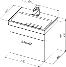 Тумба под раковину Aquanet Нота 50 (Moduo Slim) белый 246955