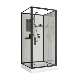 Душевая кабина Niagara Standart 80х80 ST80/15Q/BL/BK низкий поддон, черный профиль, без крыши
