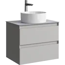 Тумба с раковиной подвесная Aqwella Geometria 65 GE01652ST+STG662X476GS, со столешницей серый камень, цвет серый туман
