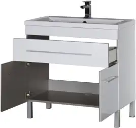 Тумба под раковину Aquanet Верона 90 белый (напольная 1 ящик 2 дверцы) 182708