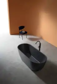 Ванна  Abber Frankfurt 170х75 AM9941B из искусственного камня, Черная матовая