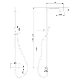 Душевая стойка ABBER Wasser Kreis AF8160GL с термостатом без излива, золото матовое