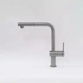 Смеситель для кухни AVS PureRiver 837-160-MS, Г-образный выдвижной излив, матовое серебро